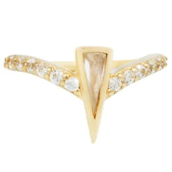 "Mikah" Hinge Ring / Clicker In Gold With CZ's