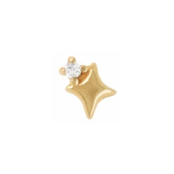 Threadless: "Star Stuff" End In Gold With Diamond -Starfire – Body Jewelry 43246 BuddhaJewelryOrganicsthreadlessStarStuffEndinGoldwithDiamondSingleYellowGoldVENDORPHOTO