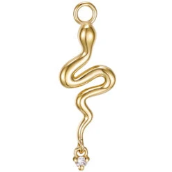"Coco" Snake Charm In Gold With Gemstone