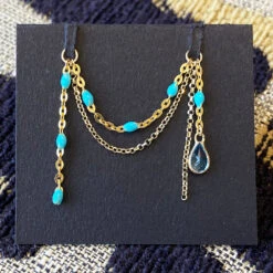 "Blue Velvet" Chain Attachment In Gold With Swiss Blue Topaz