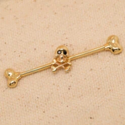 Skull & Crossbones Industrial Barbell - (14 Ga. 1 1/4")