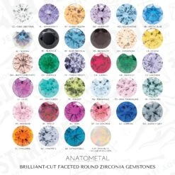 3mm "Tiffany" Prong-Set Brilliant-Cut Gem Threaded End In Yellow Gold -Starfire – Body Jewelry Anatometal Starfire Brilliant Cut Faceted Round Zirconia Gem Chart d4671574 514d 4bd7 8fd3 2a5948fc658a