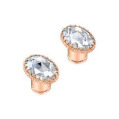"Oval Crown" Earlets In Gold With Moissanite